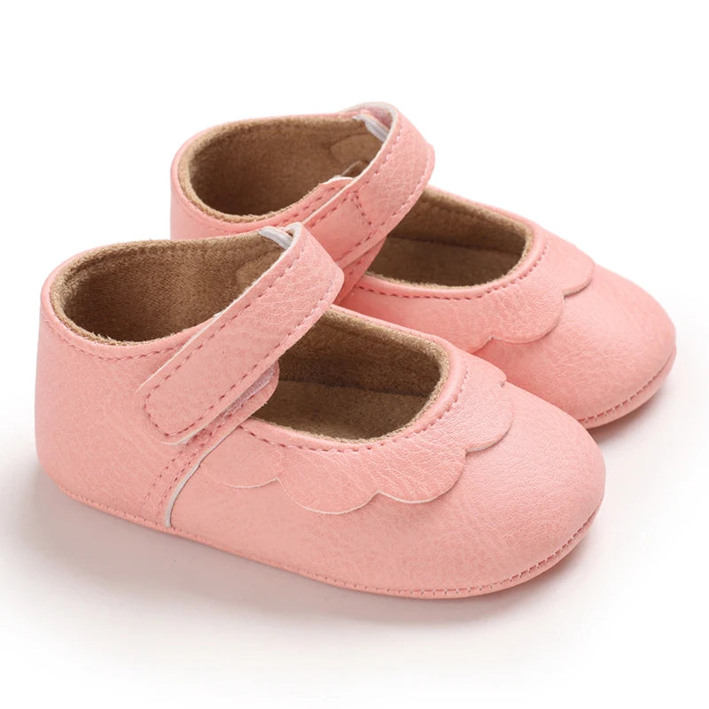 Pink Baby Girls First Step Shoes Baby Moccasins Soft Bottom Rubber Non-slip Toddler First Walkers Baby Booties Girls
