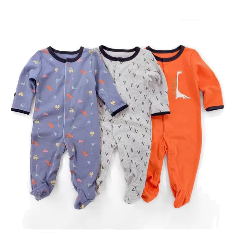 3pcs/Lot Cotton Soft Baby Romper Jumpsuit for Boys Girls Footies Footed Long Sleeve Pajama Sleepsuit Outfit Infant Clothes Gifts