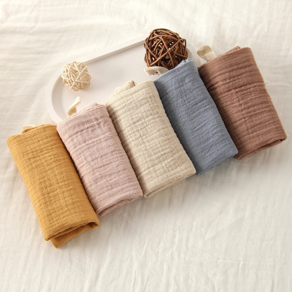 5 Items New Minimalist Baby Gauze Cotton Four Layer Small Square Drool Towel Face Towel Colored Feeding Towel Handkerchief