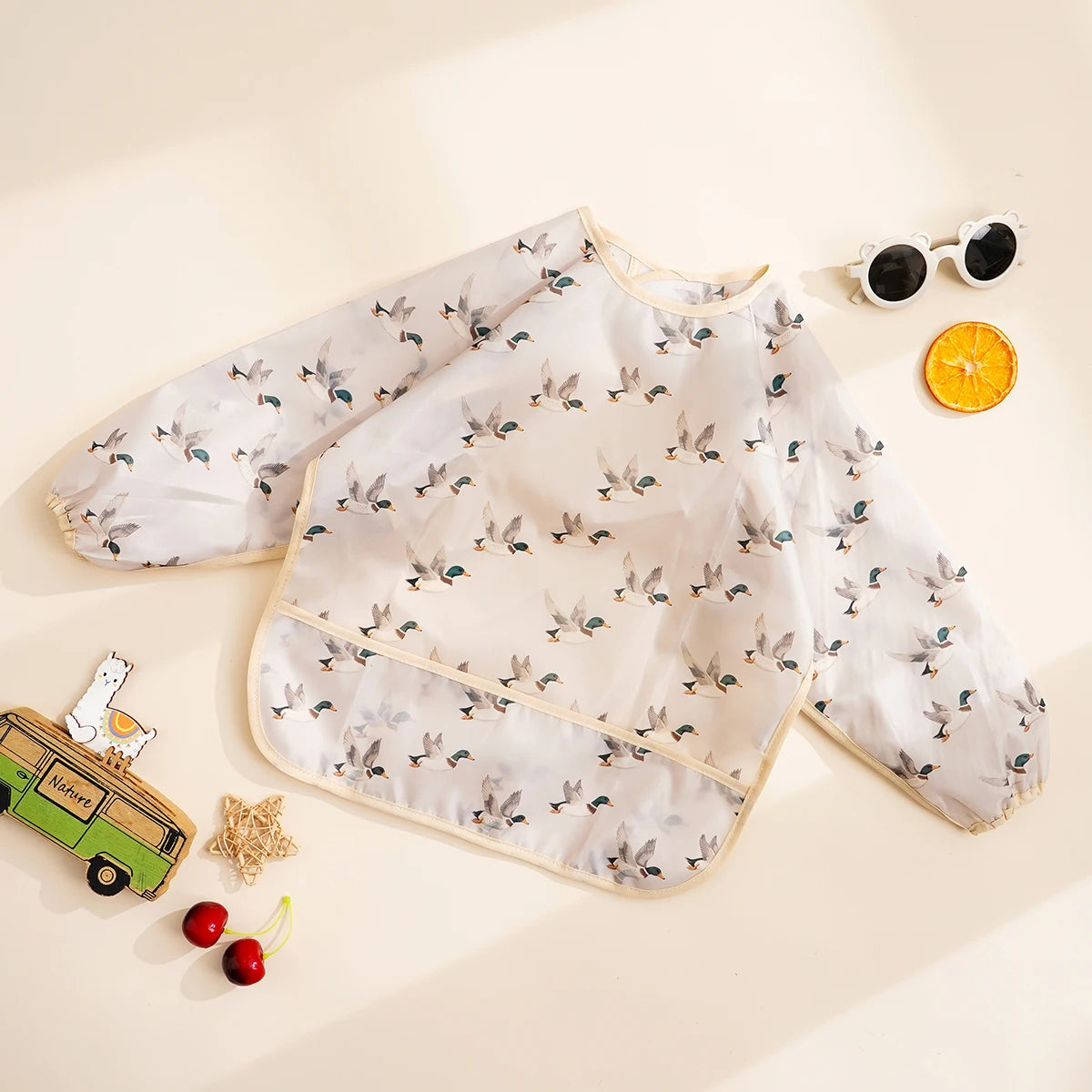 1 Pc Waterproof Baby Feeding Bib Cute Infant Eating Child Drawing Long Sleeves Apron Self Feeding Baby 0-3 Year