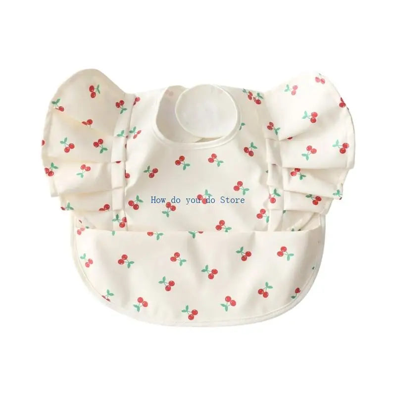 19QF Adjustable Baby Feeding Bib Lightweight Travel Friendly Winged Design Burp Cloth Easy Wipe Saliva Towel for Toddler