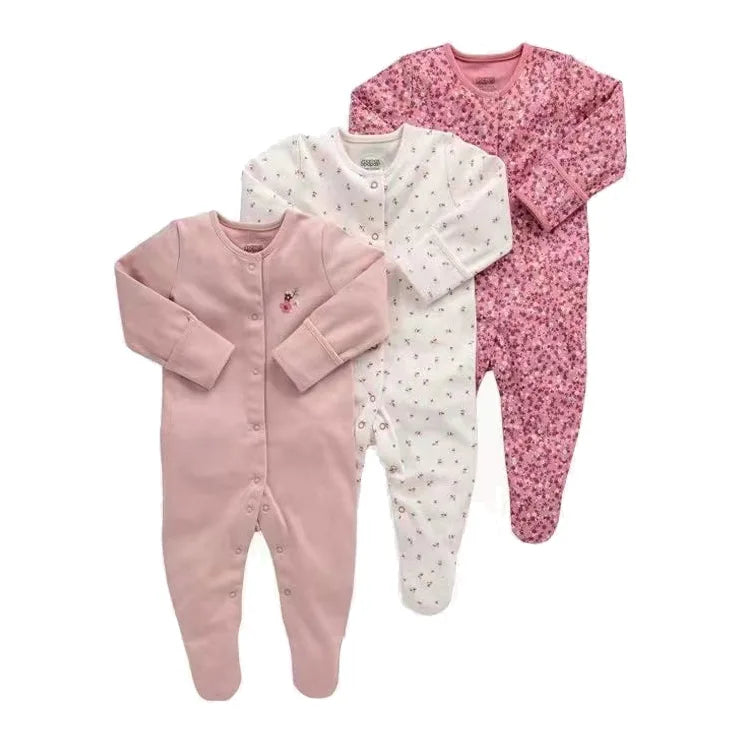 3pcs/Lot Cotton Soft Baby Romper Jumpsuit for Boys Girls Footies Footed Long Sleeve Pajama Sleepsuit Outfit Infant Clothes Gifts