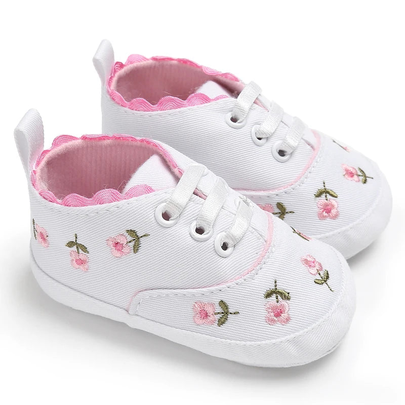 Baby Booties Newborn Infant Unisex Baby Girl Boy Cute embroidery Anit-Slip Sole Shoes Toddler tie one's shoes 0-1 Year