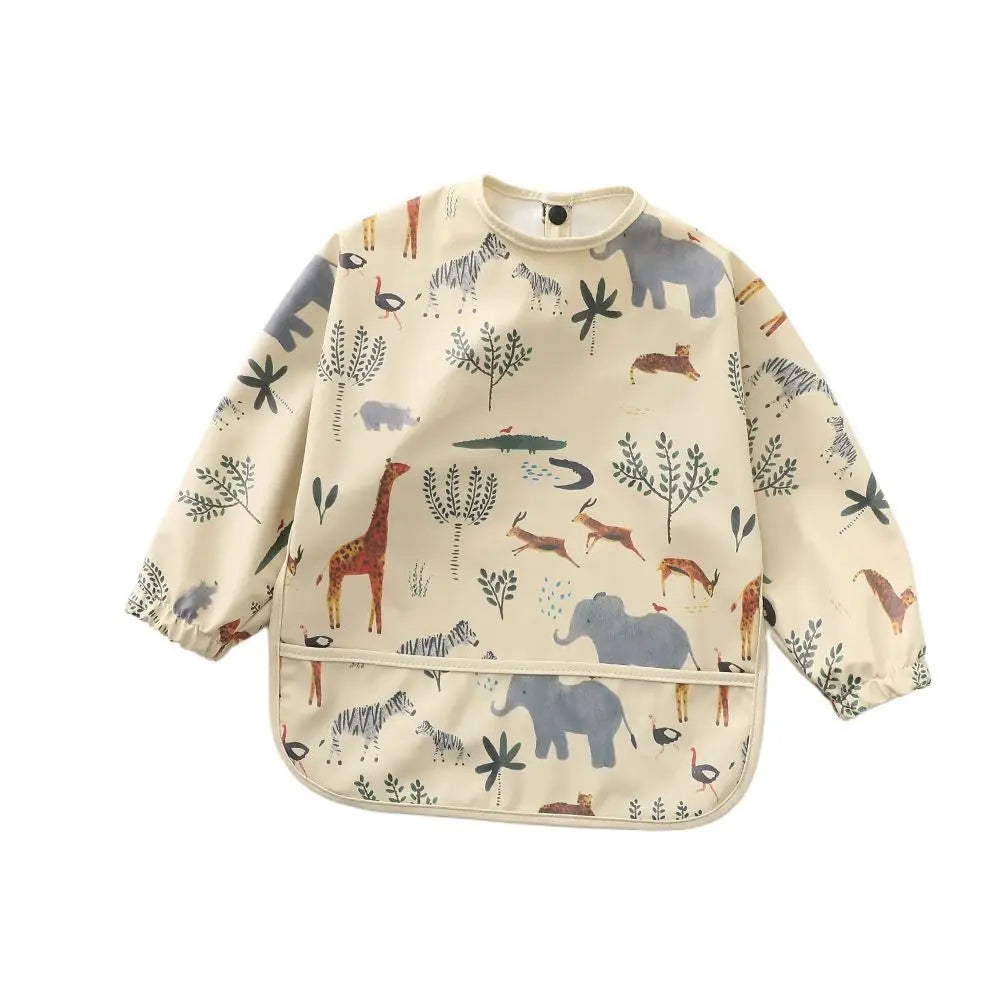 Soft Machine Washable Mess Proof Baby Bib Full Sleeve Adjustable Bib Outfit Waterproof 6-54 Months Full Coverage Apron Toddlers
