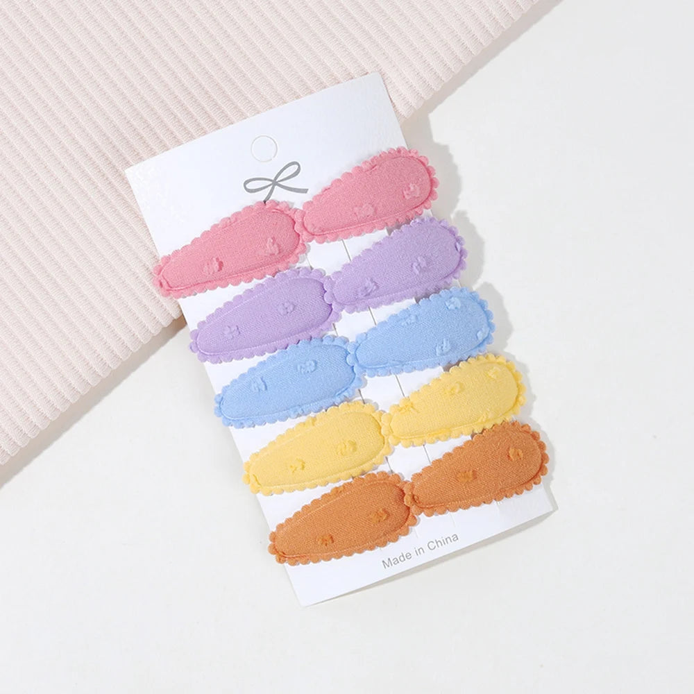 10/16PCS Cotton Textured Girl Hair Clip BB Clip Cute Colorful Floral Candy Color Matching Kid Barrettes Baby Hair Accessory Gift