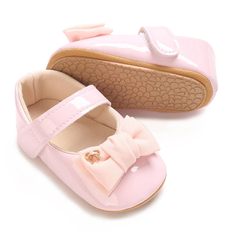 Pink Baby Girls First Step Shoes Baby Moccasins Soft Bottom Rubber Non-slip Toddler First Walkers Baby Booties Girls