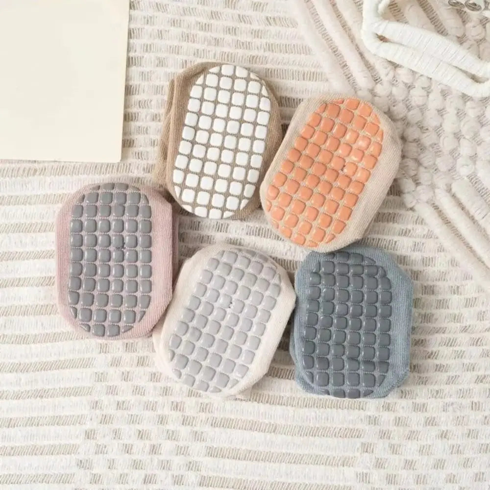 5Pairs Walking Socks Non-slip Baby Floor Socks Breathable Cute Toddle Step Socks Soft Fashion Newborn Cotton Socks Indoor Use