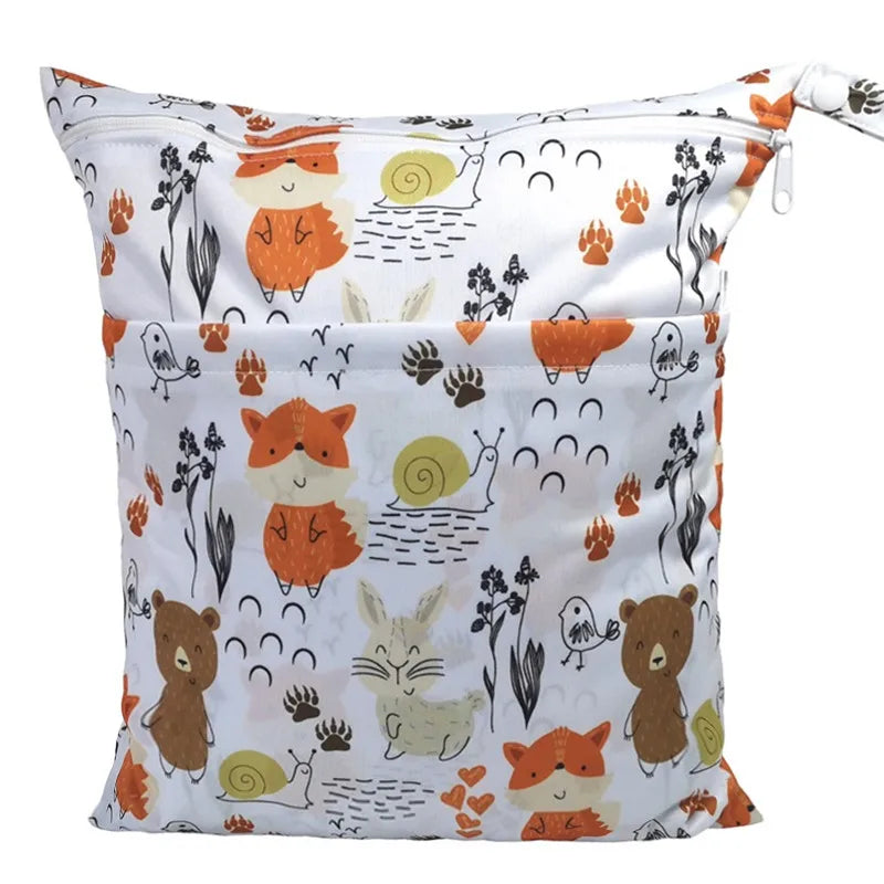 Wet Dry Bag With Two Zippered For Baby Diapers Nappies Waterproof Reusable 36cmx29cm