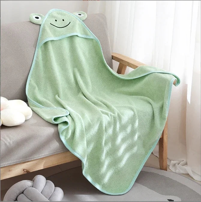 Baby Cotton Bath Towel Children Hooded Towel Cute Cartoon Baby Bathrobe Thickened Absorbent Infant Swaddle Blanket