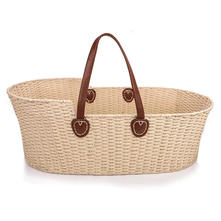Cotton Rope Handmade Woven Baby Moses Basket with Handle