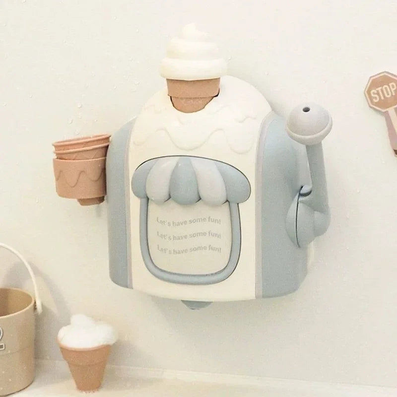 Delicate Ice Cream Bubble Machine Portable Soap Dispenser for Kids Bathroom Fun Play with Strong Suction and Creative Design