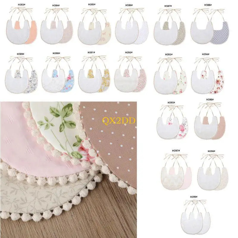 QX2D Double Side Bibs Boys Girls Props Bandana Countryside Costume Burp