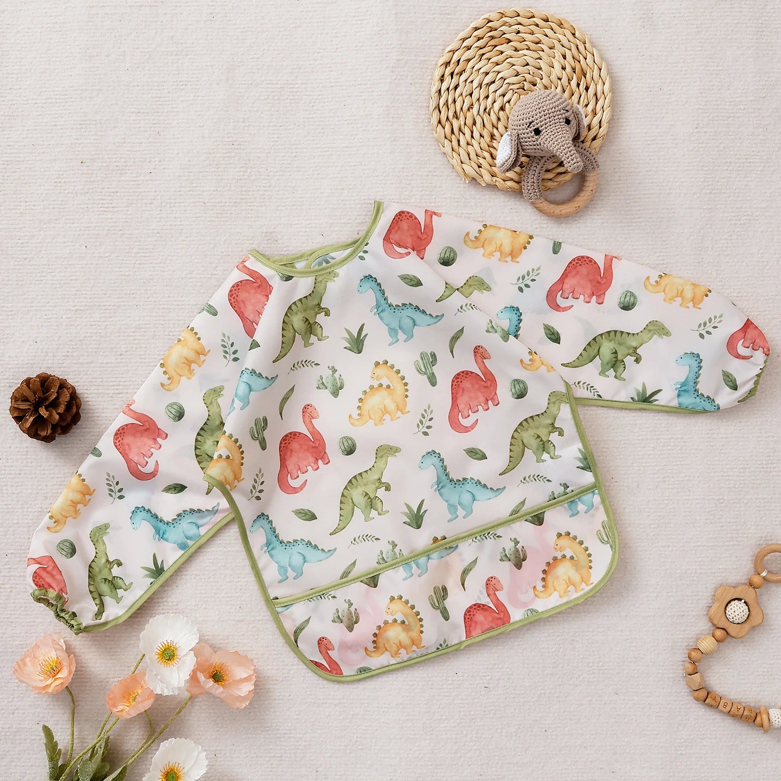 1 Pc Waterproof Baby Bibs Cute Infant Eating Child Drawing Long Sleeve Apron Self Feeding Baby 0-3 Year