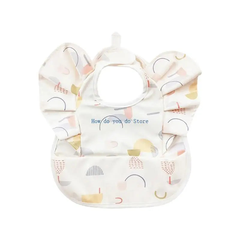 19QF Adjustable Baby Feeding Bib Lightweight Travel Friendly Winged Design Burp Cloth Easy Wipe Saliva Towel for Toddler