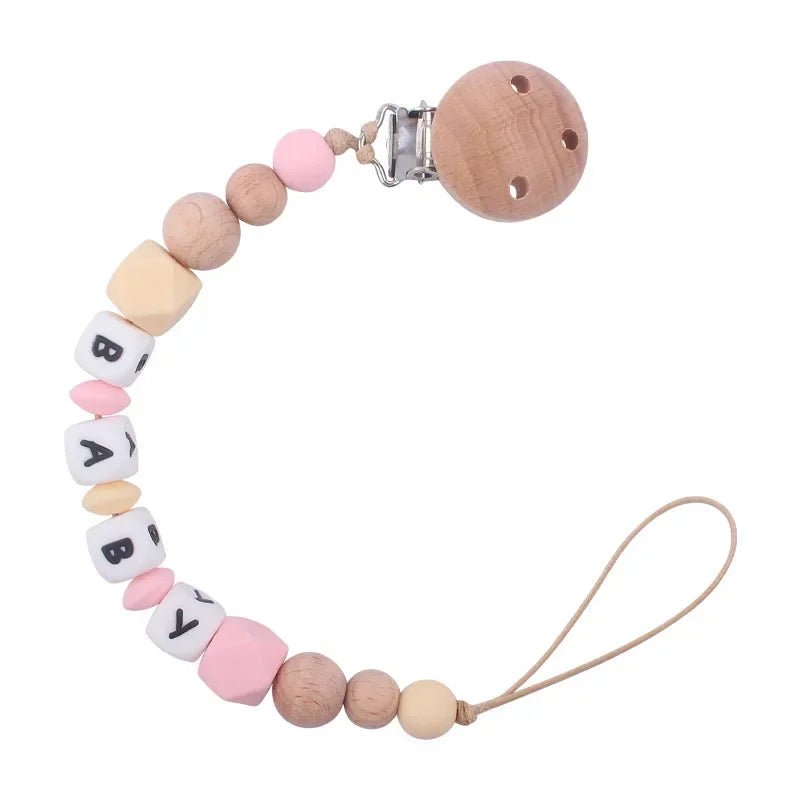 2ps Custom Baby Pacifier Clip Personalized Name Silicone Letter Dummy Holder Nipples Chains Infant Feeding Bracelet Teething Toy