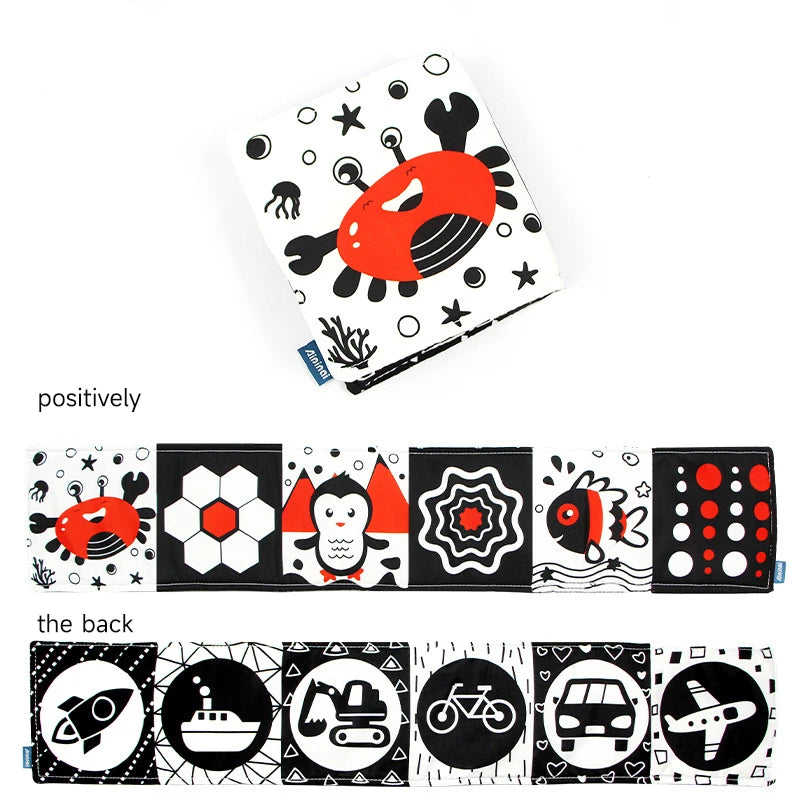 0-12Months Soft Baby Books 3D Touch Feel High Contrast Cloth Book Infant Early Learning Toy Toddlers Sensory Activity Cloth Book