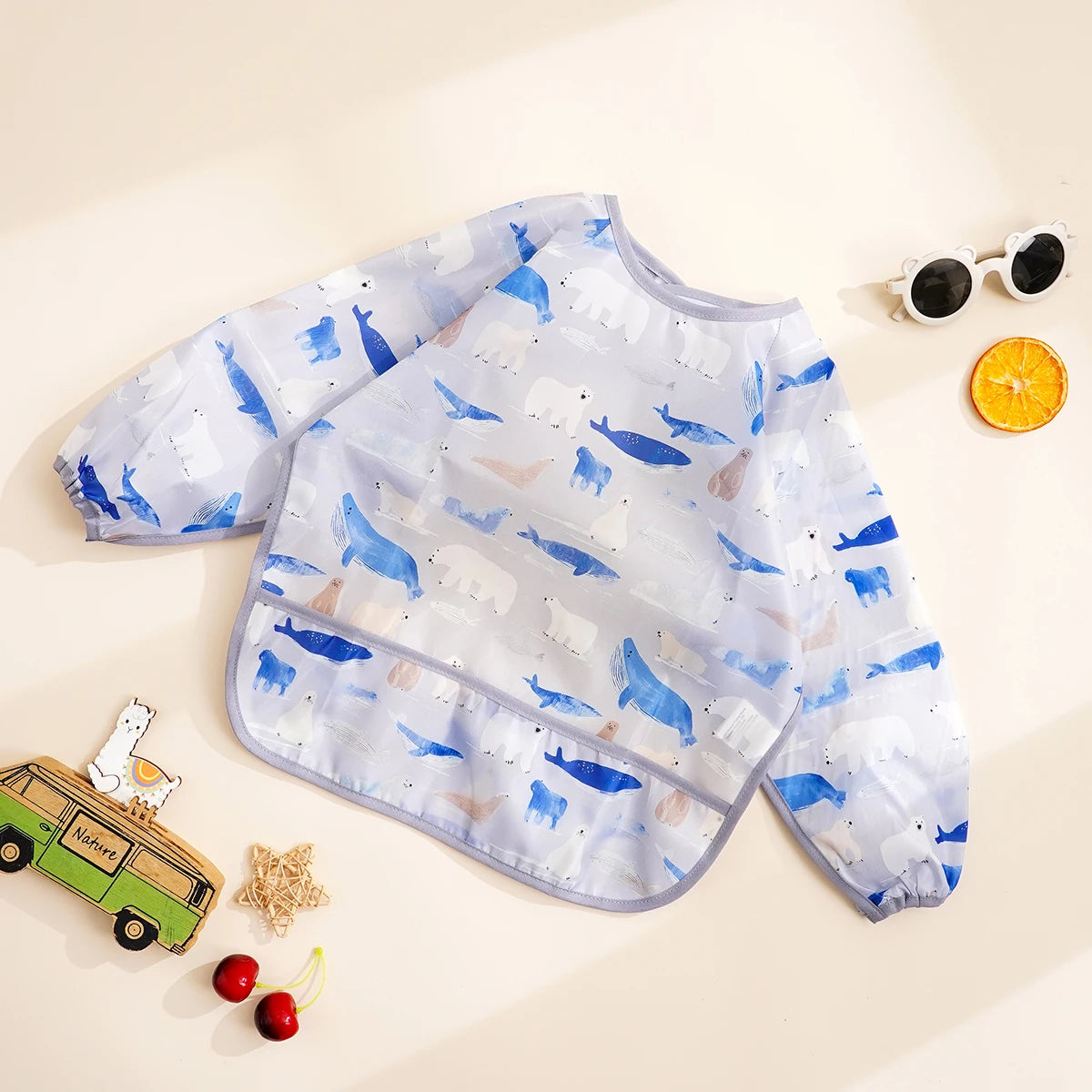 1 Pc Waterproof Baby Feeding Bib Cute Infant Eating Child Drawing Long Sleeves Apron Self Feeding Baby 0-3 Year