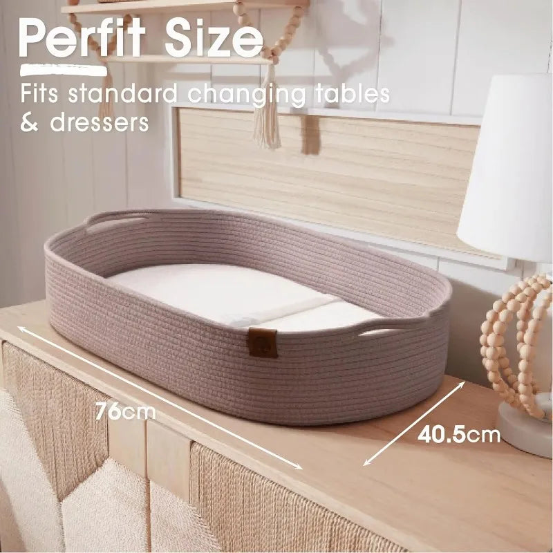 Portable Baby Gifts Moses Basket Premium Cotton Woven Baby Basket Change with Waterproof Mattress Change