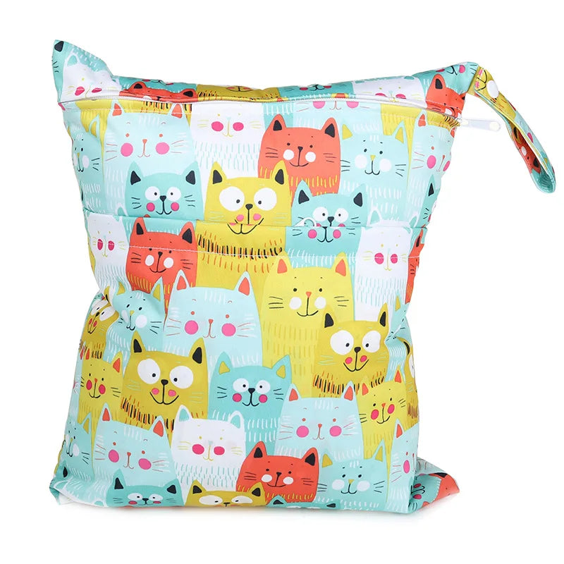 Wet Dry Bag With Two Zippered For Baby Diapers Nappies Waterproof Reusable 36cmx29cm