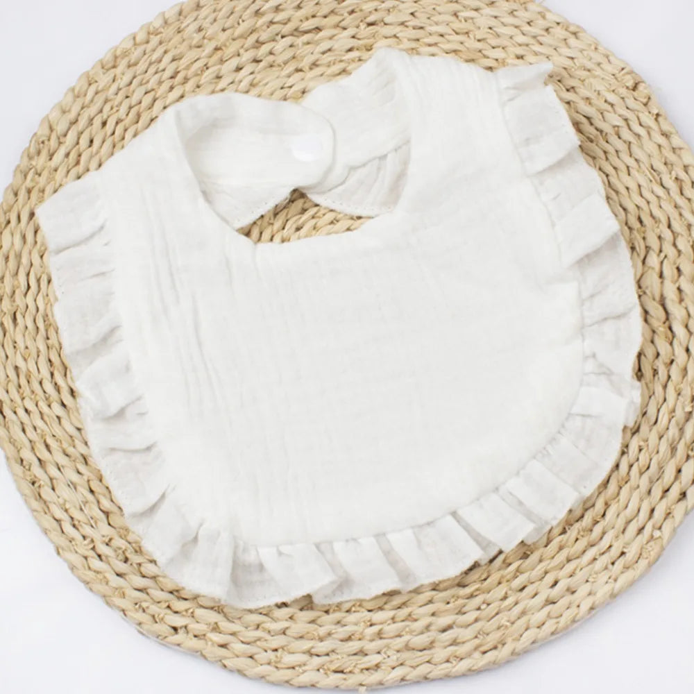 High Quality Soft Muslin Bibs Absorbent Flounce Bandana Drool Bibs Solid Colored Gauze Toddler Bib Boys Girls