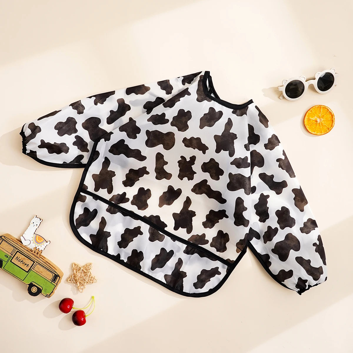 1 Pc Waterproof Baby Feeding Bib Cute Infant Eating Child Drawing Long Sleeves Apron Self Feeding Baby 0-3 Year