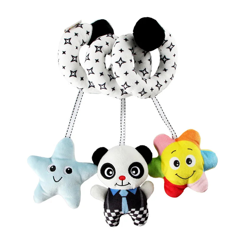 Car Seat Toys for Babies Rattle Mirror Crinkle Squeaky Carseat Stroller Toys 0-6 Months Developmental Newborn Baby Girl Gifts