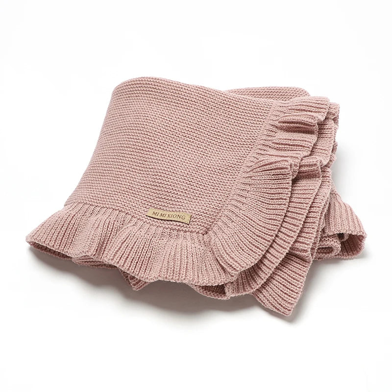 Baby Blankets Knitted Infant Boys Crib Bedding Quilt Girls Plaid 90*70cm Newborn Stroller Swaddling Warp Fashion Solid Ruffles