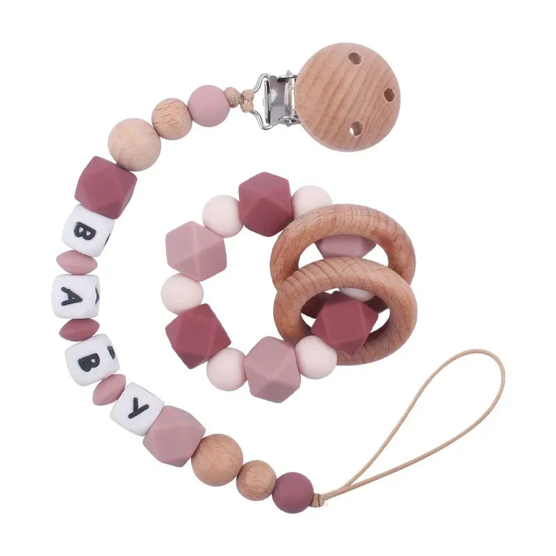2ps Custom Baby Pacifier Clip Personalized Name Silicone Letter Dummy Holder Nipples Chains Infant Feeding Bracelet Teething Toy