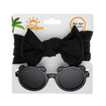 2Pcs/Set Bear Baby Sunglasses High Elastic Nylon Bow Headbands Color Round Frame Polarized Sun Protection Glasses Kids Eyewear