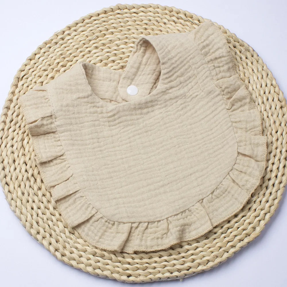 High Quality Soft Muslin Bibs Absorbent Flounce Bandana Drool Bibs Solid Colored Gauze Toddler Bib Boys Girls