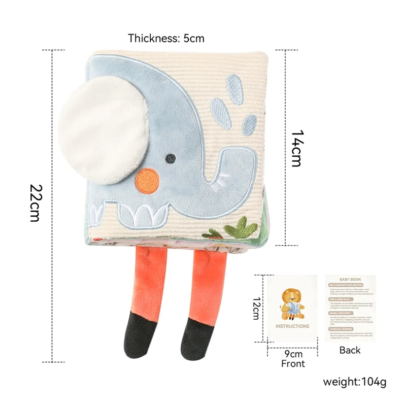 Baby Montessori Toy Soft Baby Book 3D Touch Feel High Contrast Cloth Book Sensory Early Learning  For Infant Toddler Gift