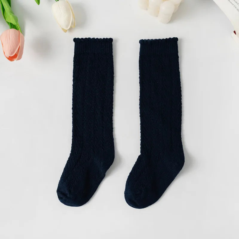 Summer Baby Girls Socks Toddlers Kids Long Knee High Mesh Thin Socks Hollow Out Soft Cotton Infant Socken For 0-8Years