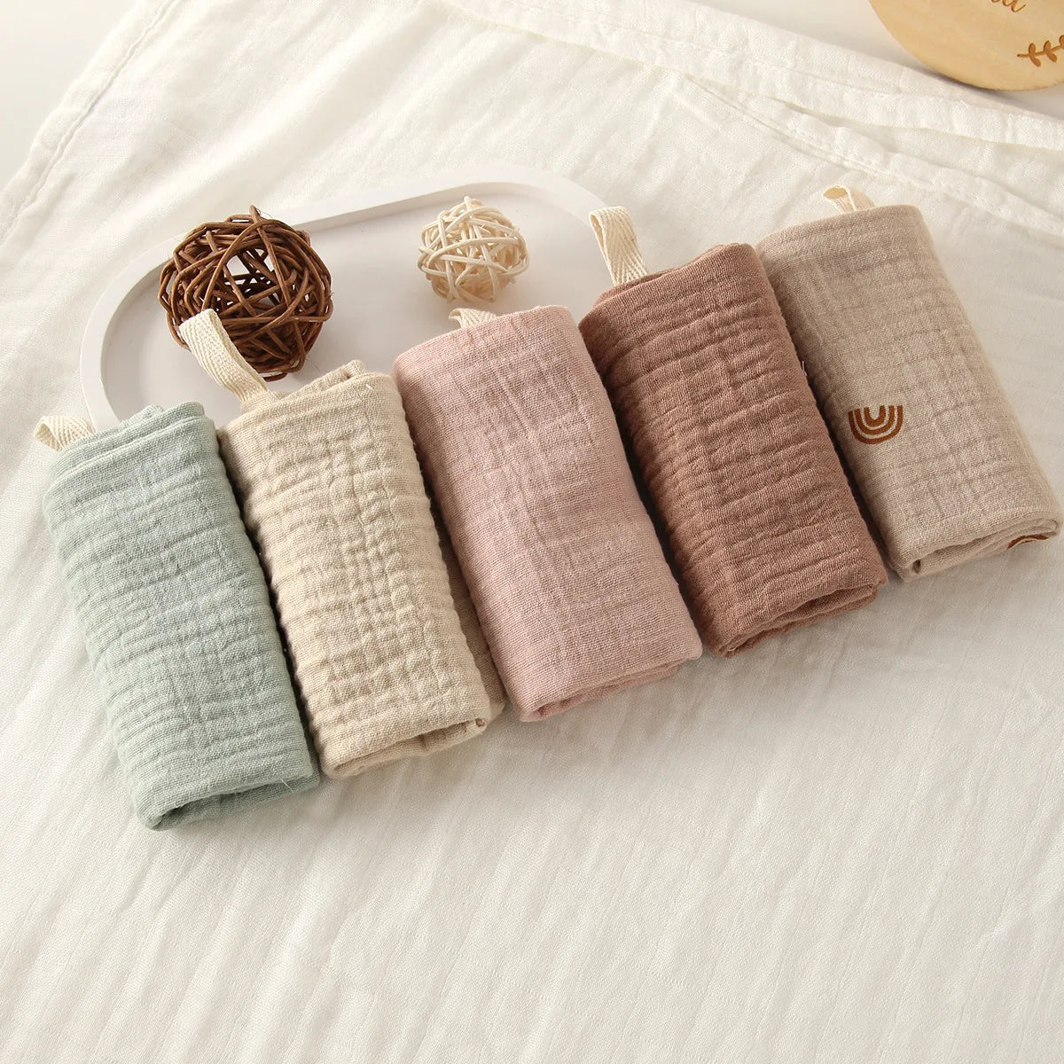 5 Items New Minimalist Baby Gauze Cotton Four Layer Small Square Drool Towel Face Towel Colored Feeding Towel Handkerchief