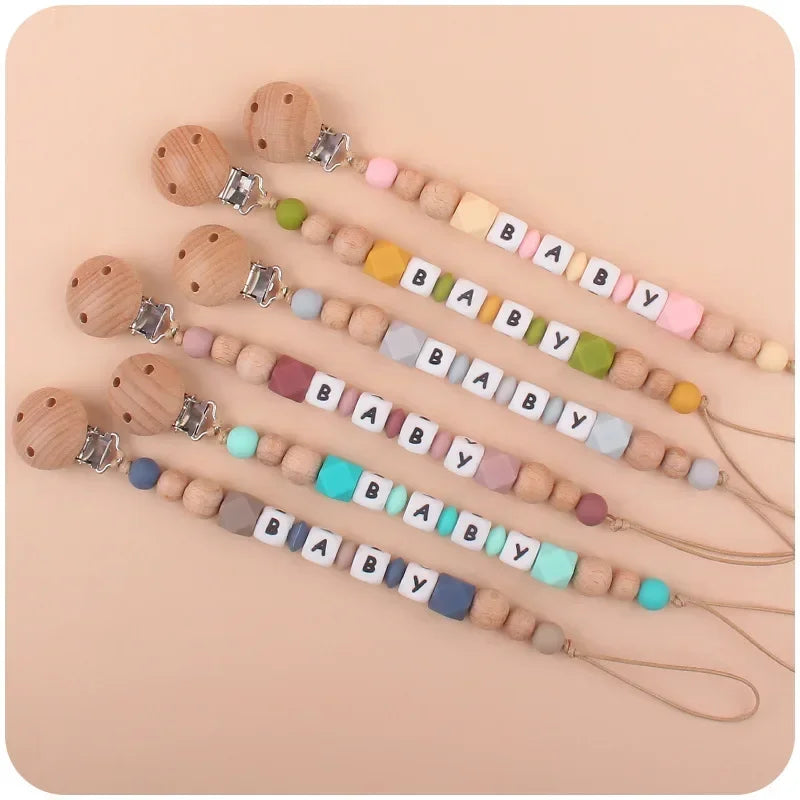 2ps Custom Baby Pacifier Clip Personalized Name Silicone Letter Dummy Holder Nipples Chains Infant Feeding Bracelet Teething Toy