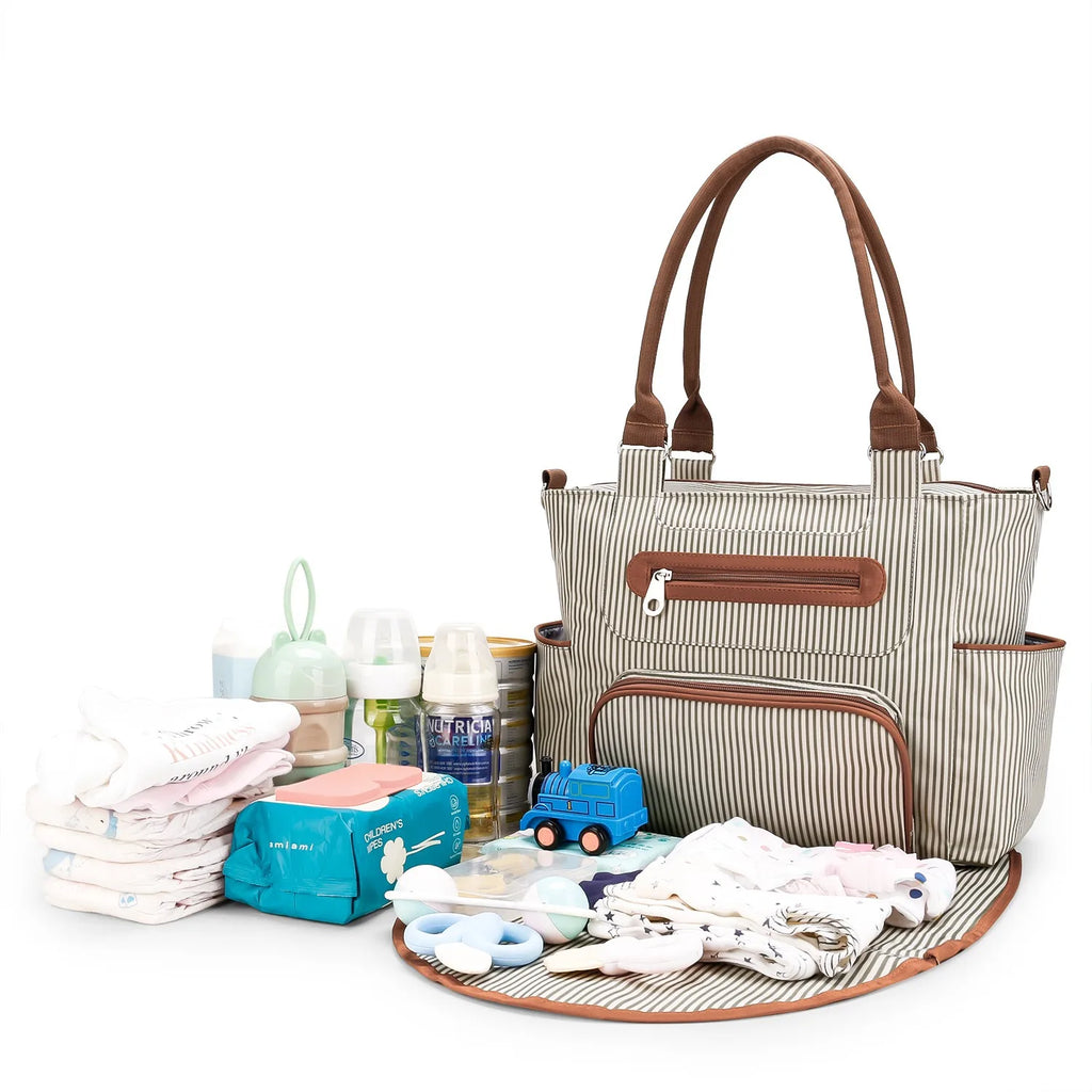 Women Shoulder Bag Travel 7 Pcs/Set Baby Changing Bags Go Out Large Capacity Newborn Nappy  Bag with Changing Pad Multi-functional