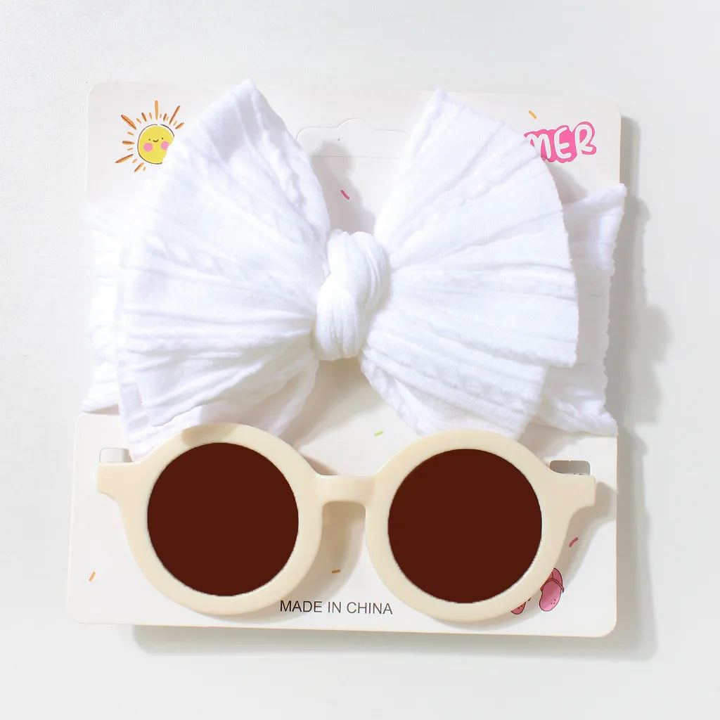 Children's Headband Glasses Set Baby Sunglasses Headband Two-piece Set Baby Headscarf Sun Visor Combination Children's Products