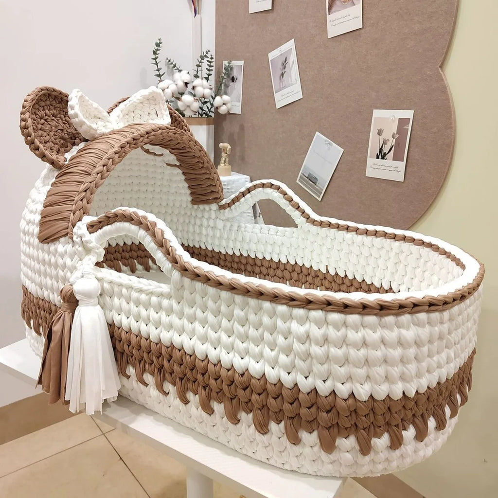 Foreign Trade Hand Knitted Crochet Portable Portable Foldable Newborn Moses Baby Basket Crib