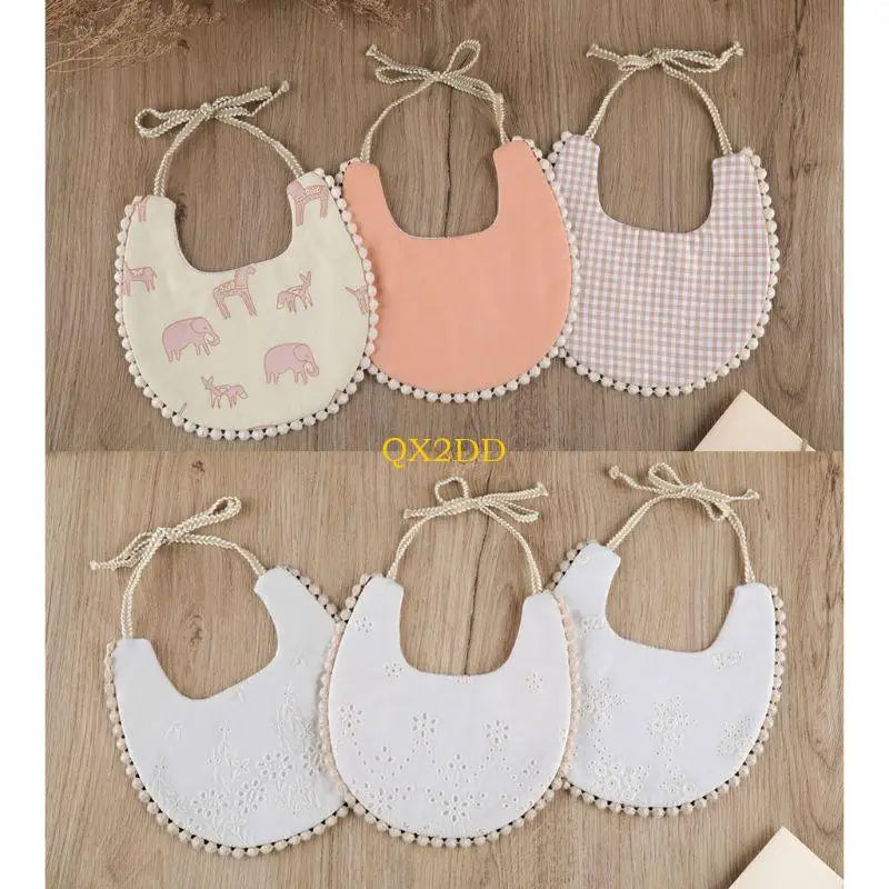 QX2D Double Side Bibs Boys Girls Props Bandana Countryside Costume Burp