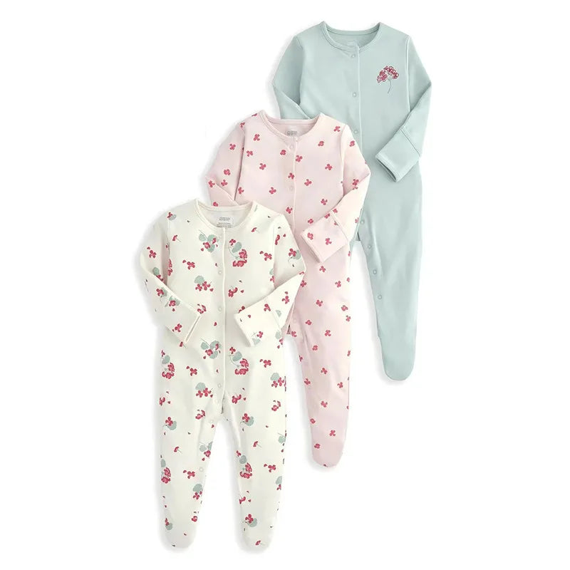 3pcs/Lot Cotton Soft Baby Romper Jumpsuit for Boys Girls Footies Footed Long Sleeve Pajama Sleepsuit Outfit Infant Clothes