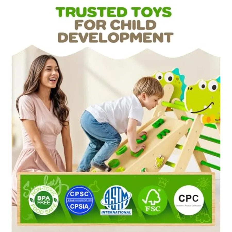 Philnas Pikler Triangle Set 11-in-1 Montessori Climbing Toy for Toddlers Foldable Wooden Indoor Jungle Gym Playground Climber