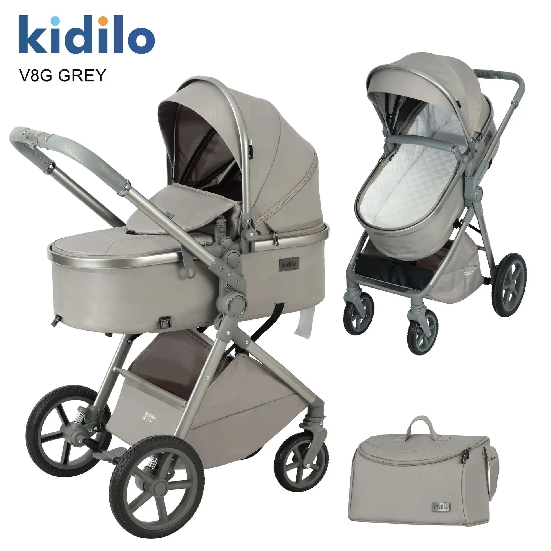 2-in-1 Two-way High-view Baby Stroller Foldable, Sit-and-lie for Strolling, Includes A Changing Bag