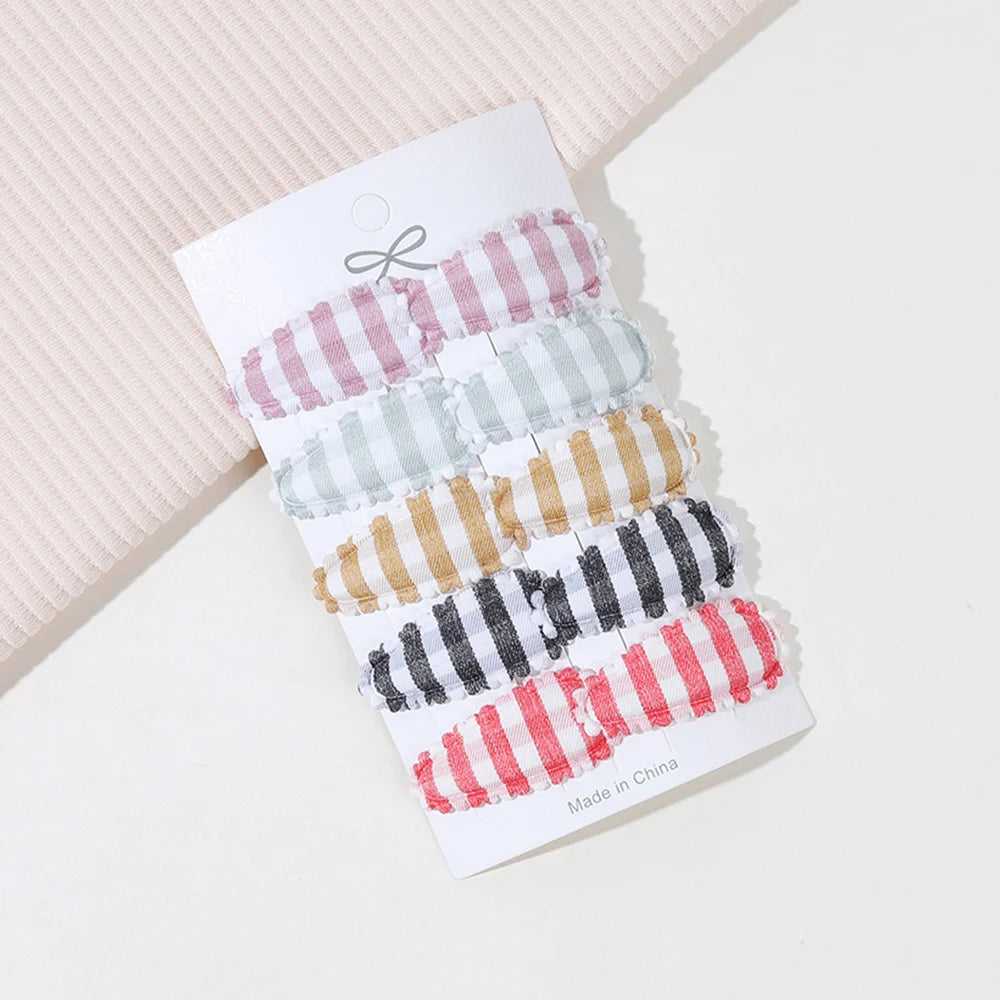 10/16PCS Cotton Textured Girl Hair Clip BB Clip Cute Colorful Floral Candy Color Matching Kid Barrettes Baby Hair Accessory Gift