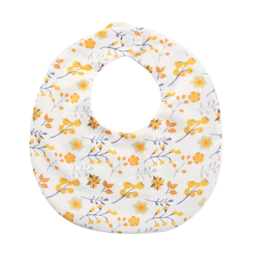 Flower Print Baby Bib Stuff Cotton Adjustable Snap Bandana Scarf for Kids Newborn Boys Girls Feeding Saliva Towel Burp Cloth