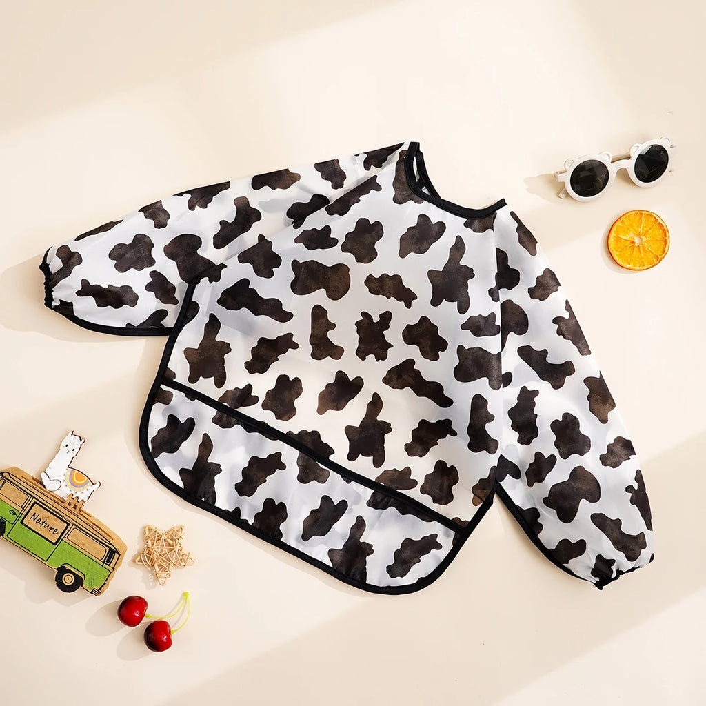 1 Pc Waterproof Baby Feeding Bib Cute Infant Eating Child Drawing Long Sleeves Apron Self Feeding Baby 0-3 Year