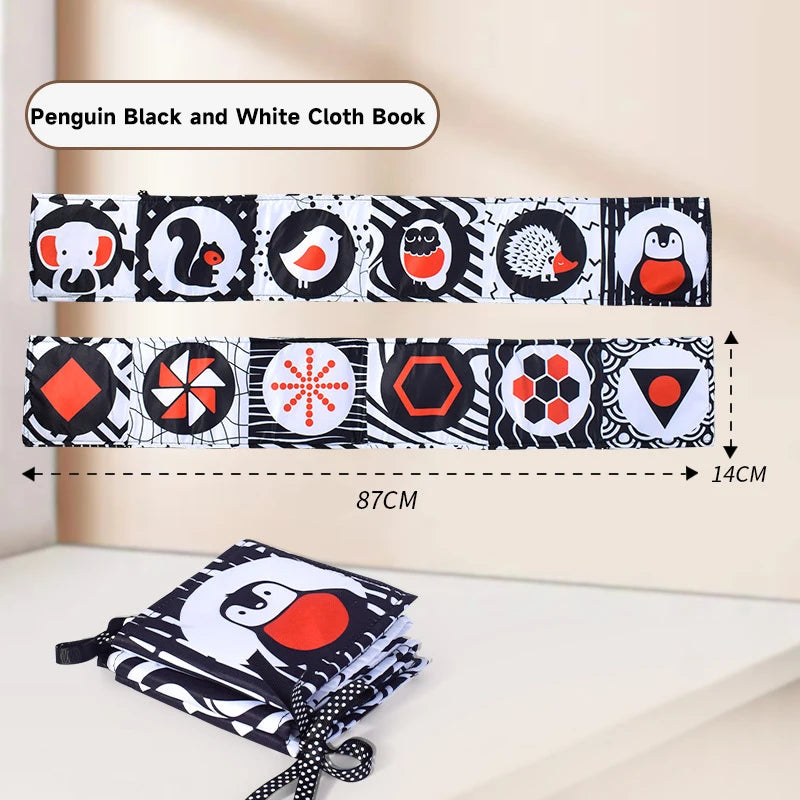 0-12Months Soft Baby Books 3D Touch Feel High Contrast Cloth Book Infant Early Learning Toy Toddlers Sensory Activity Cloth Book