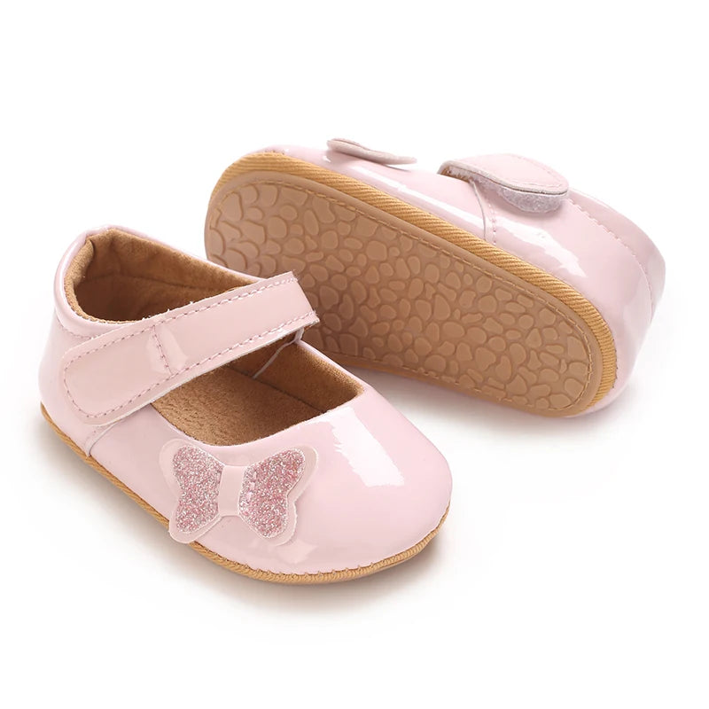Pink Baby Girls First Step Shoes Baby Moccasins Soft Bottom Rubber Non-slip Toddler First Walkers Baby Booties Girls
