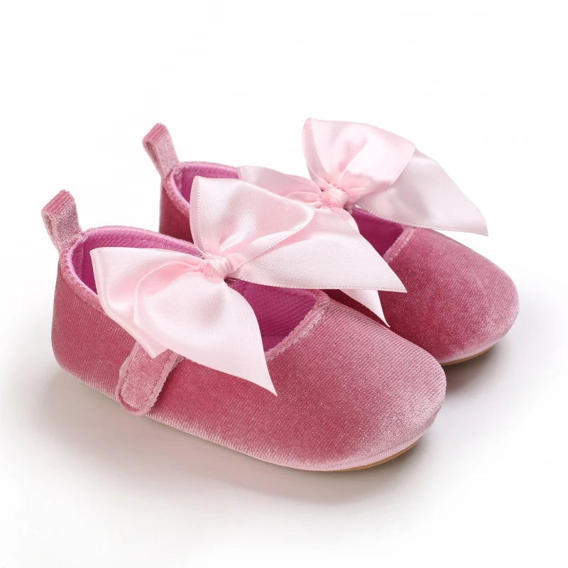 Pink Baby Girls First Step Shoes Baby Moccasins Soft Bottom Rubber Non-slip Toddler First Walkers Baby Booties Girls