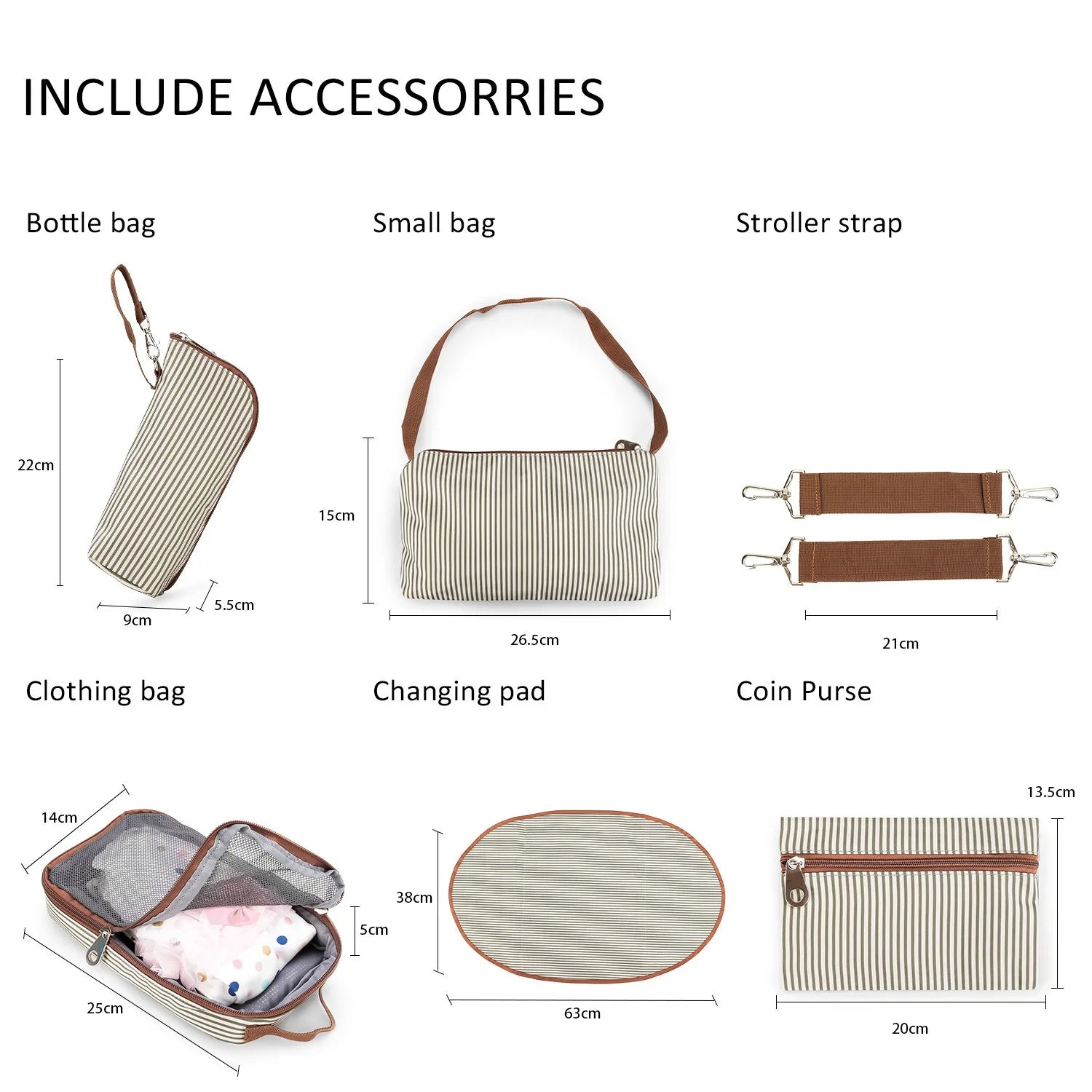 Women Shoulder Bag Travel 7 Pcs/Set Baby Changing Bags Go Out Large Capacity Newborn Nappy  Bag with Changing Pad Multi-functional