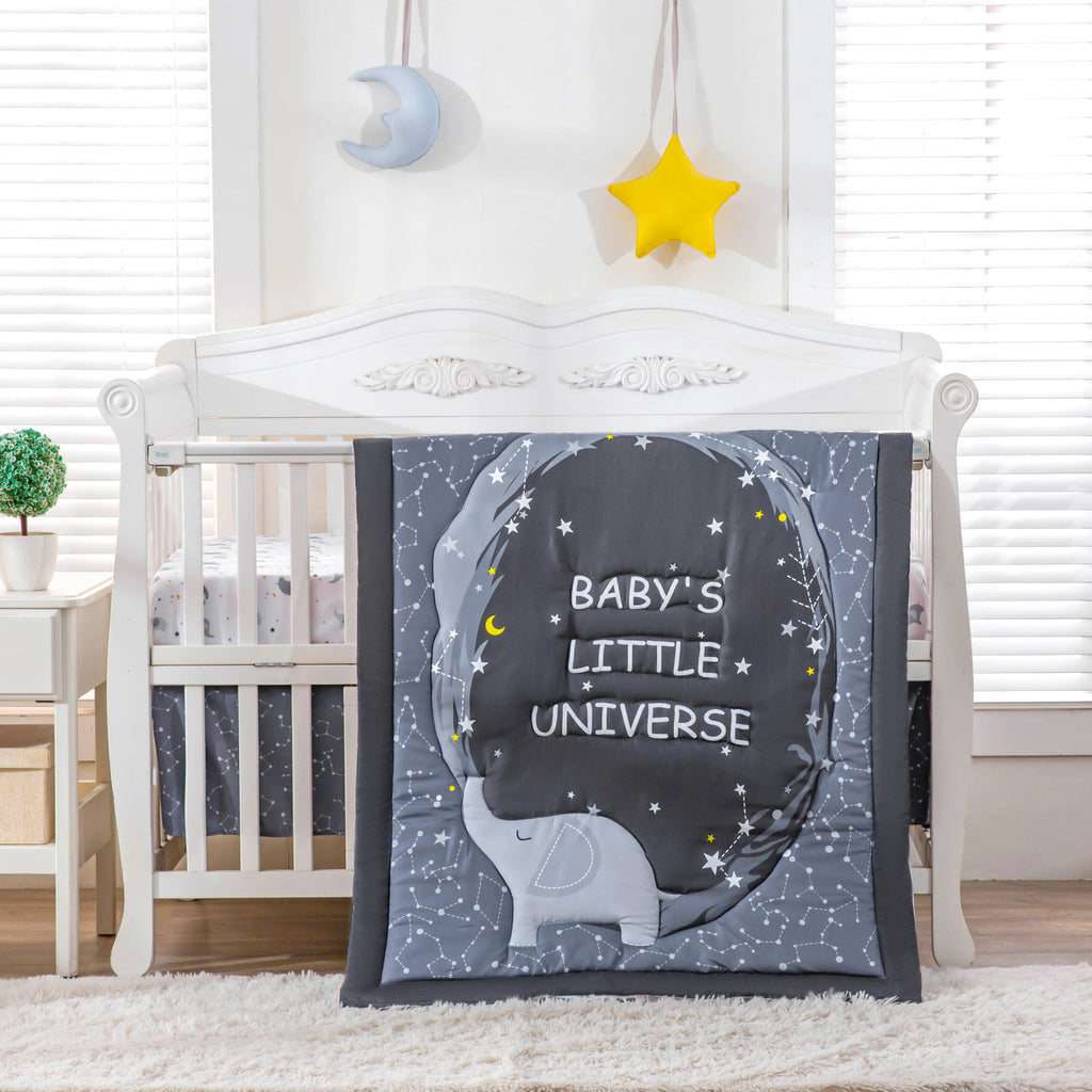3Pcs Baby Infant Crib Kids Baby Bedding Set Crib Sheet Set Infant Newborn Nursery (Comforter Fitted Sheet Crib Skirt)