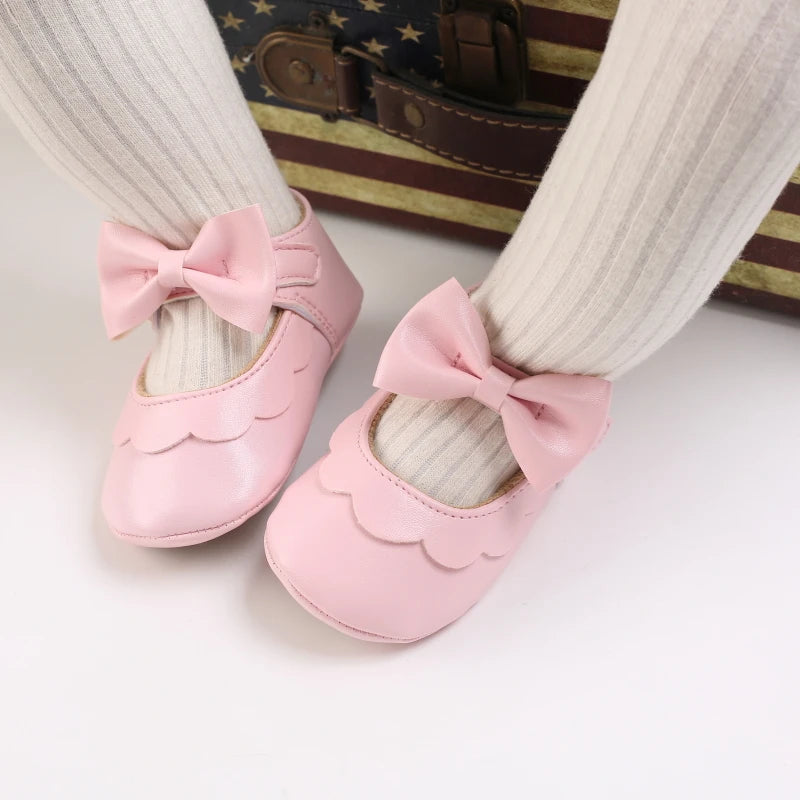 Pink Baby Girls First Step Shoes Baby Moccasins Soft Bottom Rubber Non-slip Toddler First Walkers Baby Booties Girls